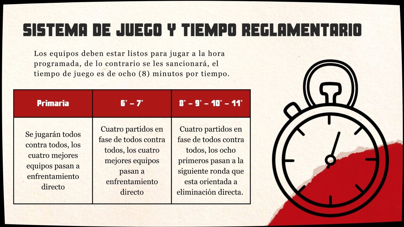 tiempo reglamentario